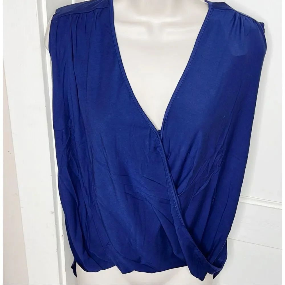 Krisa Surplice Draped Tank Indigo Blue Nwt Size XS